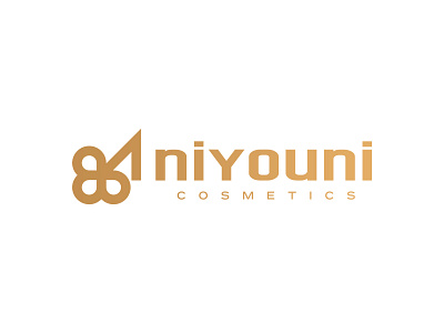 Niyouni Cosmetics cosmetic flower gold hand letter logo n niyouni organic