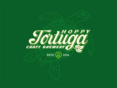 Hoppy Tortuga / Craft Brewery branding brewery graphic design illustration lineart logo design logotype momogram turtle vector