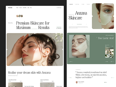 Anzana - Skincare Landing Page beauty clean cosmetic design e commerce face landing page makeup minimalist product shop shopify skin skincare store swiss ui ux web design website