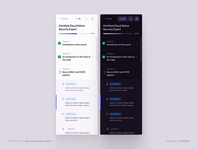 Syllabus Sidebar - Harmony Design System clean ui design system edtech layout learning platform product design saas design saas product sidebar design uiux user experience user interface visual design