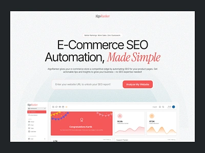 AlgoRanker Hero Design automation business clean dashboard design email marketing hero home page landing page marketing marketing website online platform optimization seo subscription ui ux web web design webdesign website design