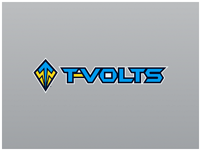 T-Volts Full Logo brand branding identity identity design light blue logo logo design navy sport design sports yellow