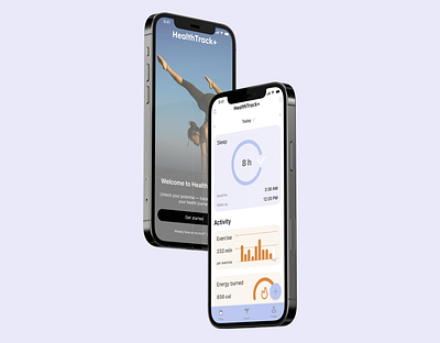 HealthTrack+ - Fitness & Health mobile app design design app design pages fitness health mobile app typography ui ux uxui design