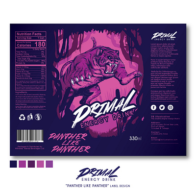 Energy Drink Label Design animal beverage branding can digital art energy energy drink graphic design illustration label label design packaging packaging design print product design