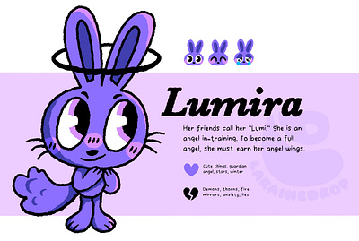 Lumira the Bunny affinity affinity designer angel bunny cartoon character design design digital art drawing illustration pink purple rabbit typography vector