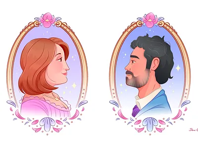 Illustration for a Wedding Couple art couple design digital art illustrator love perfil romance