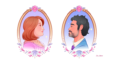 Illustration for a Wedding Couple art couple design digital art illustrator love perfil romance