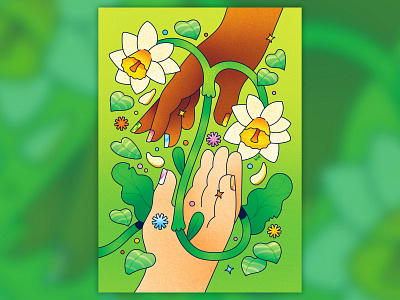 New Year Hopes Art 2025: 03 (Community) colorful community community garden daffodil design diversity and inclusion empathy flat flowers growing hands illustration illustrator inclusive illustration kindness nature texture vector whimsical illustration working together