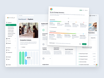 Stratify.ai - Explore & Strategic Parameters analysis bento explore finance growth module progress review risk sliders