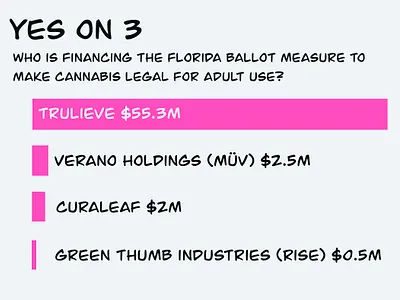 Yes on 3: Who is financing the Florida legal cannabis fight? data visualization graphic design information design