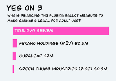 Yes on 3: Who is financing the Florida legal cannabis fight? data visualization graphic design information design