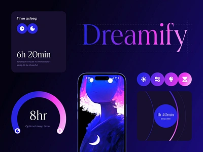 Dreamify. UI elements app ui app ui elements health design medical app mobile app sleep app sleep tracker sleeping ui tracking