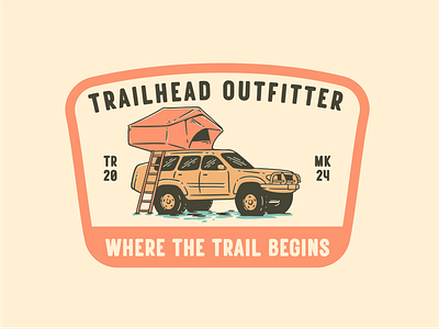 Trailhead Outfitter Badge Exploration badge branding design emblem embroidery graphic design illustration logo mountain nature patch typography ui ux vector