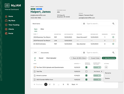 MyJAM Client Dashboard figma ui ux web design