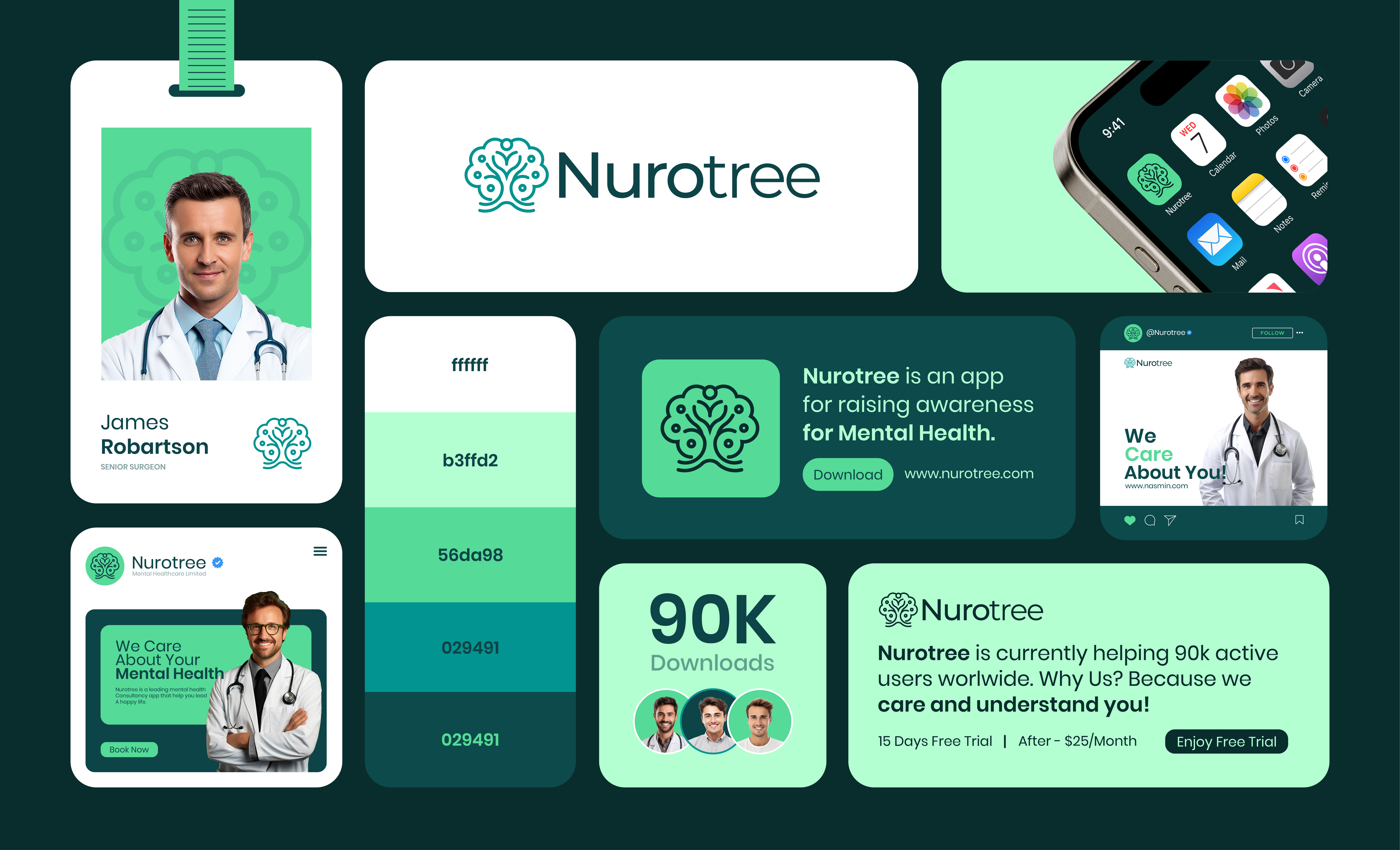 Mental Health logo Design brain brain logo brain tree logo brand identity brand kit branding branding kit healthcare logo logo guideline logo kit logo usage guideline medical logo mental health mental health logo mental logo neuro neuro logo neuro tree neuro tree logo tree logo