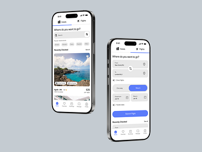 Hotel & Flight Booking App UI Design app design productdesign prototype ui uiux userexperience ux vector