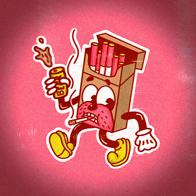 Smokin' Cigs beer cartoon character character design graphic design illustration merch retro illustration