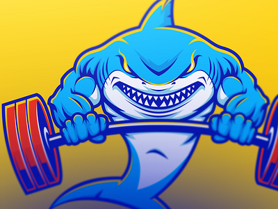 Cresei Strength Club brand design dumbbell illustration logo mascot powerlifting shark sportlogo strength vector weightlifting