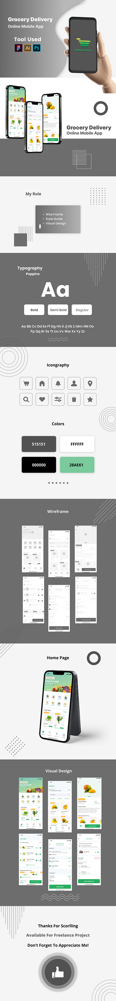 Online Grocery Shopping: Case Study app design figma figma app graphic design grocery delivery grocery shopping online mobile mock up mobile screen photoshop ui ui design