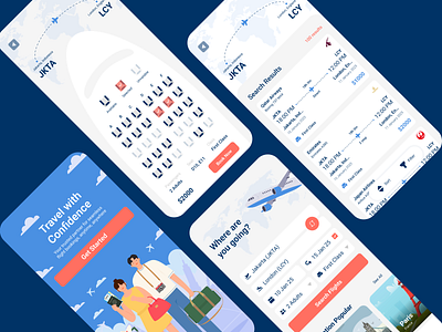 Flightly App airplane animation app art booking branding choose design flight icon illustration journey logo result search seat travel ui