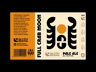 Glyph Beer 62 69 astrology beer label cancer crab icon logo moon moon sign nature packaging pale ale symbol typography zodiac