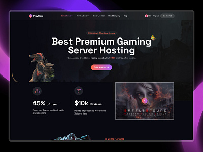 Gaming platform website design : Server landing page ark server esports game design gamer gaming gaming community gaming landing page gaming platform gaming server gaming website gotoinc minecraft server uiux design website design