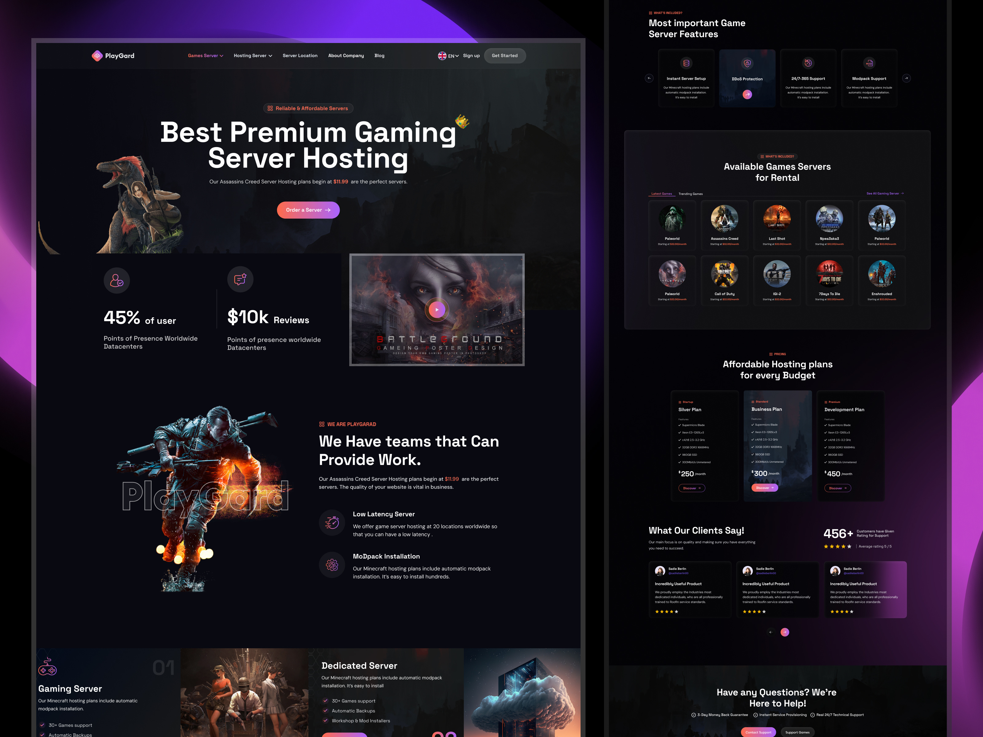 Example of Gaming Server Website Design UI/UX