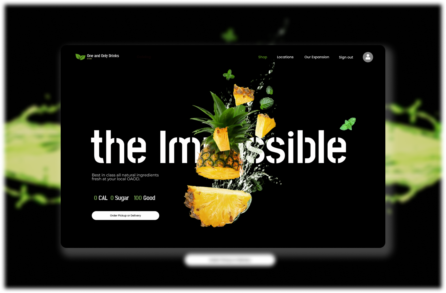 Example of One and Only Drinks Website Design