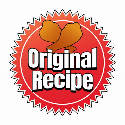 Original recipe chicken animated GIF animation badge chicken design illustration original reciper ribbon typography vector