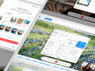 Vidflow - Recording Panel Dashboard Flow camera capture live recording loom panel product design realtime recording recording screen screen screen recording tella tools ui video video recording tools web web design website website design