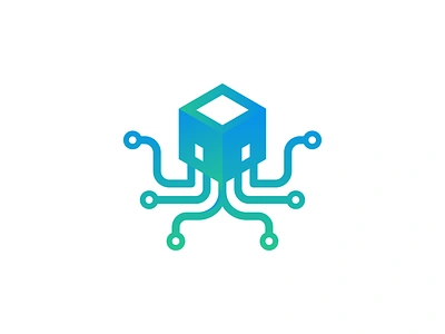 Octo Tech abstract animal geometric icon isometric logo mascot modern nautical octopus sea animal technology vector