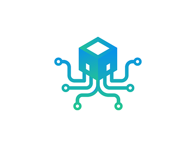 Octo Tech abstract animal geometric icon isometric logo mascot modern nautical octopus sea animal technology vector