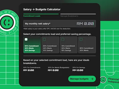 Salary to Budgets Calculator billie eilish calculator checkbox design concept form ui gif gradient ui ui design web ui