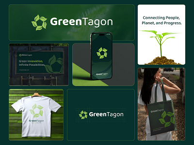 GreenTagon Logo Branding brand identity branding green green logo leaf leaf logo leaves leaves logo logo logo design natural