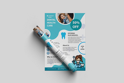 Dental health care flyer design cavity flyer. health checkup flyer medical service flyer surgeon flyer