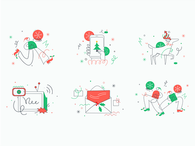 mobile service illustrations - Christmas Edition app christmas design illustration mobile service illustration motion graphics new year ui vector