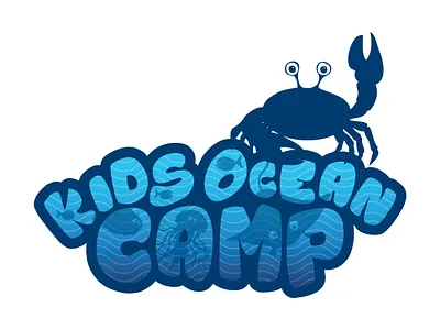 Kids Ocean Camp logo design branding childrens logo fiji holiday camp logo kids logo design kids ocean camp logo design ocean sea travel resort logo vector illustration