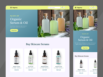 Orgunny - Organic Skincare Oil & Serum Website 2025 trend b2b beauty website crm delisas ecom website ecommerce website hair oil website landing page modern saas sas serum website ui ux web design website