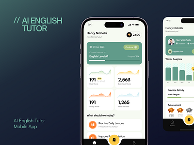 AI English Tutor Mobile App UI UX Design ai learning tools ai tutor dashboard dashboard app design education analytics design education app ui education saas design english learning ux english tutor ui language app ui language learning app learning dashboard design mobile dashboard design modern learning ui online education design panze studio panze ux design studio smart learning interface smart tutor dashboard