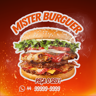 Mister Burguer design design grafico hambuer informativo post socialmidia