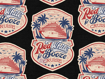 Red White & Booze Cruise branding company brand logo company branding company logo cruise design graphic design illustration logo typeface