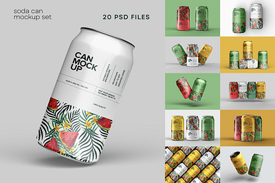 Soda Can Mockup Set aluminum mockup can mockup can mockup set design mockup drink mockup juice mockup metal mockup mockup mockup set package mockup packaging mockup soda can soda can mockup soda can mockup set soda mockup template mockup