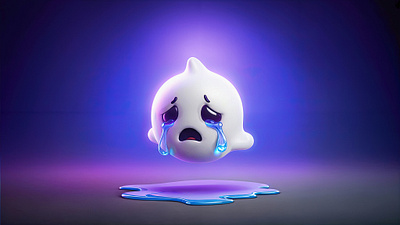 Phanto👻: Don't cry please! 😭 3d branding cry crying emoji ghost graphic design illustration logo mascot phanto sad