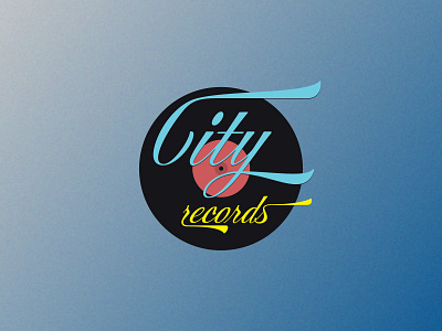 City Records Logo Design albums black blue branding city pop design gradient grain graphic design logo logo design record store records red vector vintage vintage store