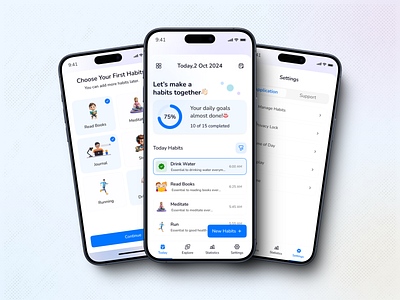 Habit tracking mobile app 2025 android app design app interface branding dashboard fitness app habit tracking ios list mobile apps mobile ui modern monitoring navigation product design tracking app trend ui design ui ux