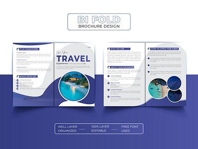 Creative Travel bifold brochure design template a4 a4 brochure bifold bifold brochure brochure brochure design brochure template business creative creative brochure holiday print print design template tour tourism travel travel bifold brochure travel brochure vacation