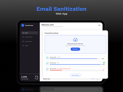 Email Sanitization Web App for Enhanced Cybersecurity email safety ui