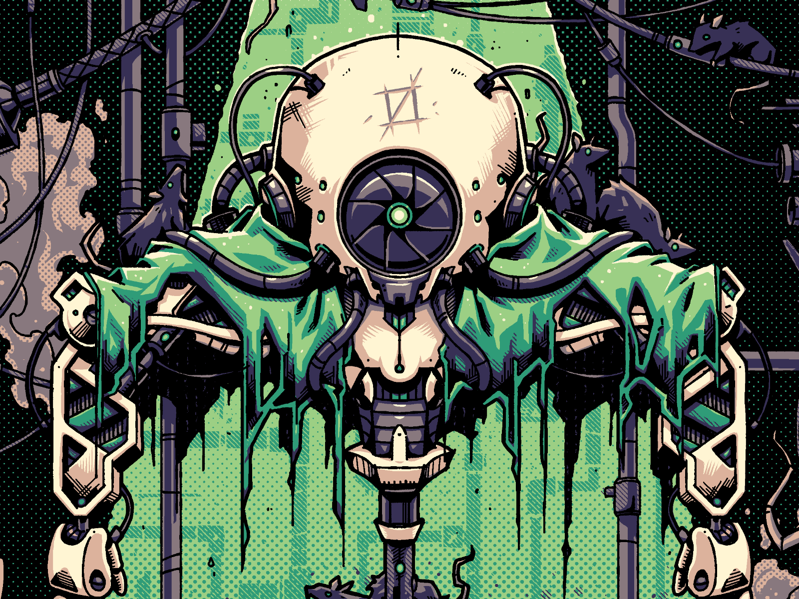 Rats & Shadøws 🤖🐀 art artwork blame cyber cyber security cyberpunk cybersecurity dark digital art graphic graphic design illustration mech mecha mice mouse rats shirt design tech technology