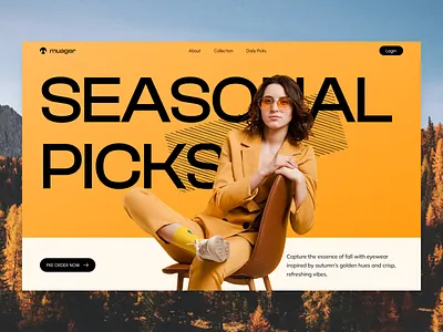 Exploring fonts #2 autumn autumn season chair design fonts glasses landing page orange orange glasses season ui ux website woman