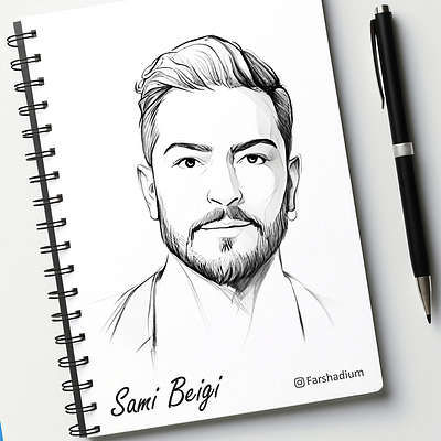 Portrait of "Sami Beigi / سامی بیگی" drawing illustration painting portrait